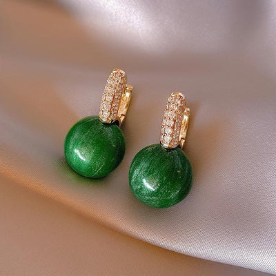 Green Ball Crystal Hoop Earrings - Beautiful Earth Boutique