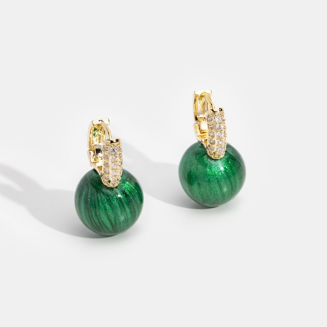 Green Ball Crystal Hoop Earrings - Beautiful Earth Boutique