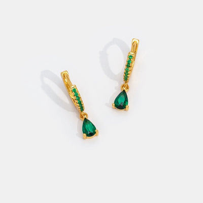 Green Crystal Gold Hoop Earrings - Beautiful Earth Boutique