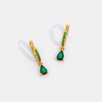 Green Crystal Silver Hoop Earrings - Beautiful Earth Boutique