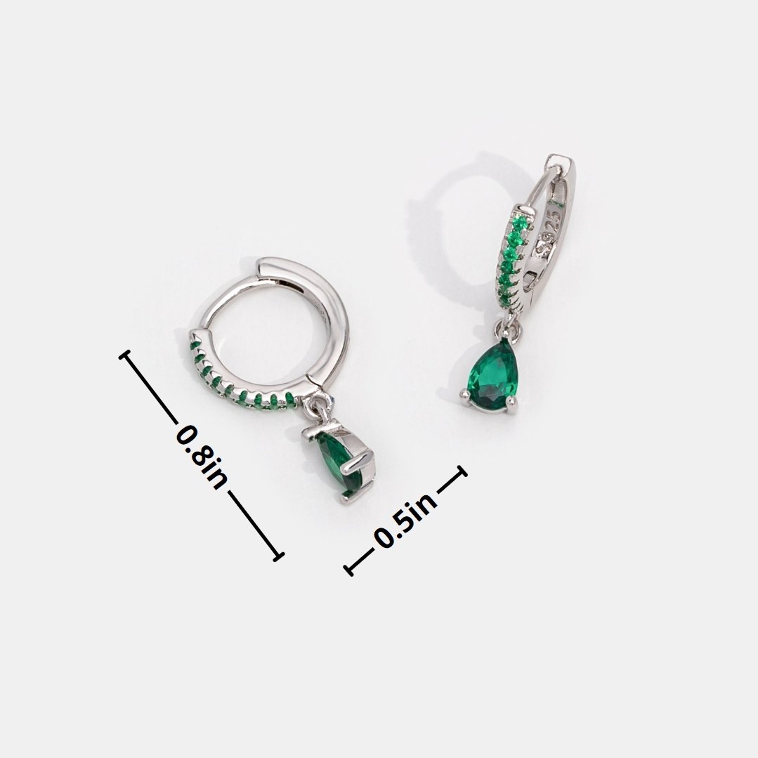 Green Crystal Silver Hoop Earrings - Beautiful Earth Boutique