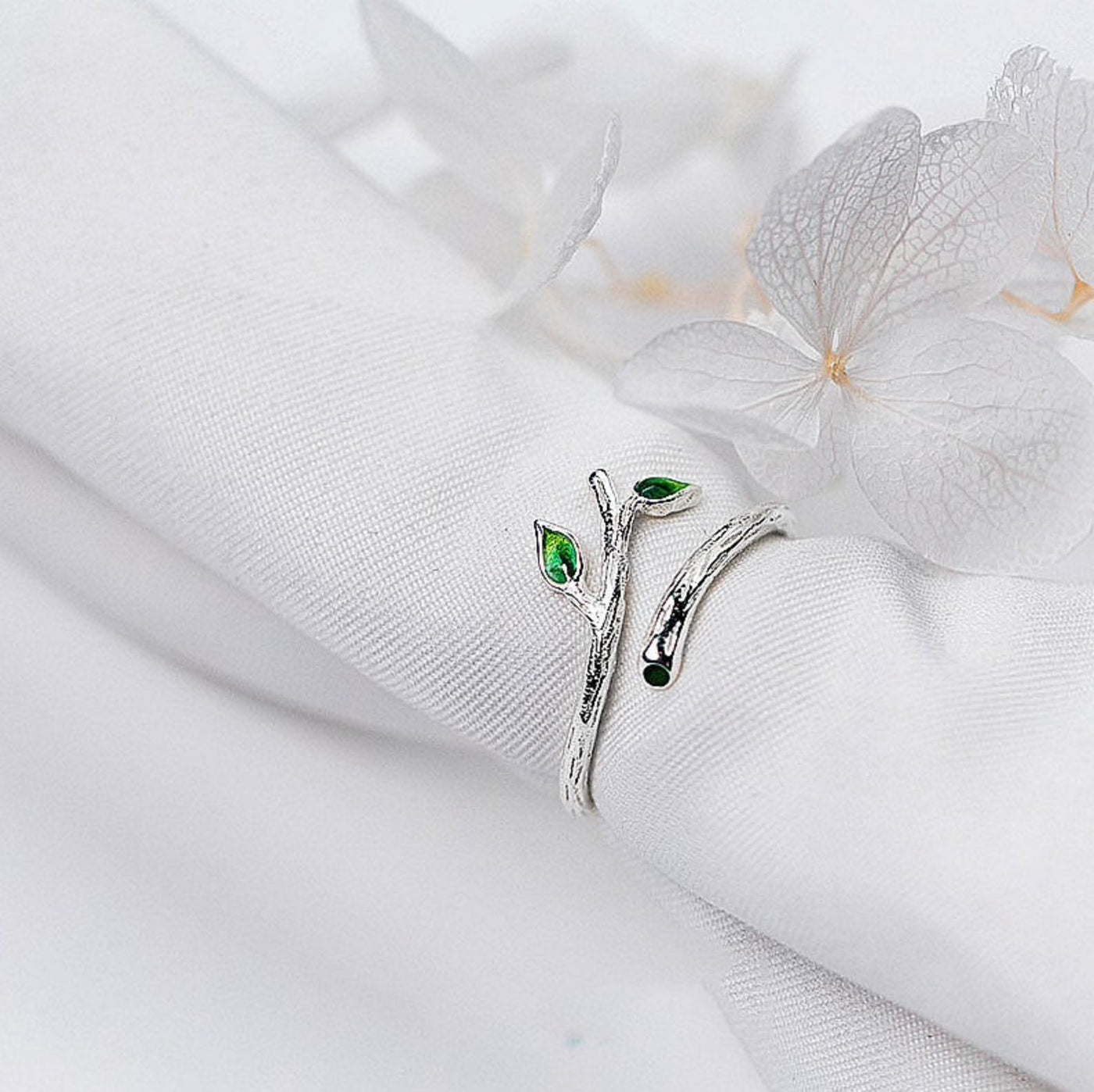 Green Vine Silver Ring