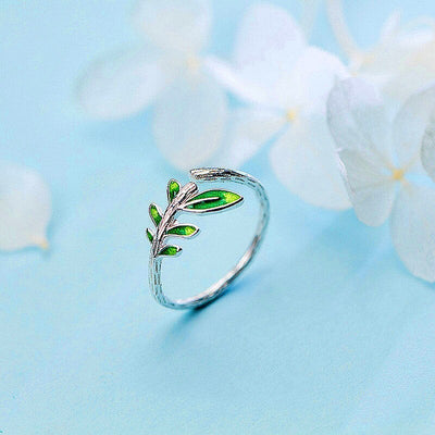 Green Vine Silver Ring