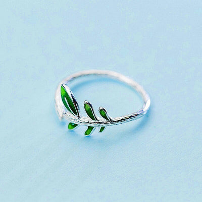 Green Vine Silver Ring