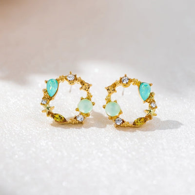 Jade & Yellow Crystal Orelia Earrings - Beautiful Earth Boutique