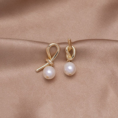 Knotted Gold & Freshwater Pearl Earrings - Beautiful Earth Boutique