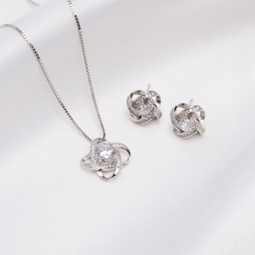 'Knotted Love' Sterling Silver Earrings & Necklace Set - Beautiful Earth Boutique