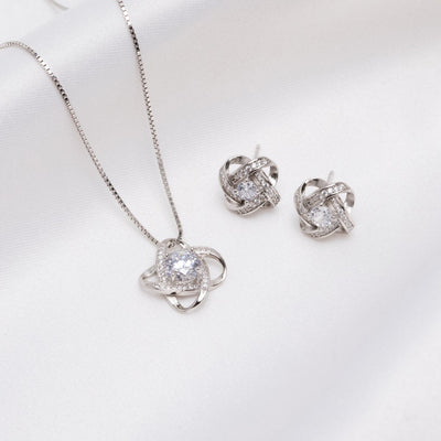 'Knotted Love' Sterling Silver Earrings & Necklace Set - Beautiful Earth Boutique