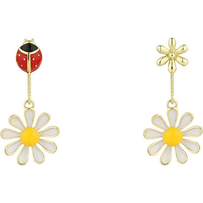 Ladybug Flower Drop Earrings