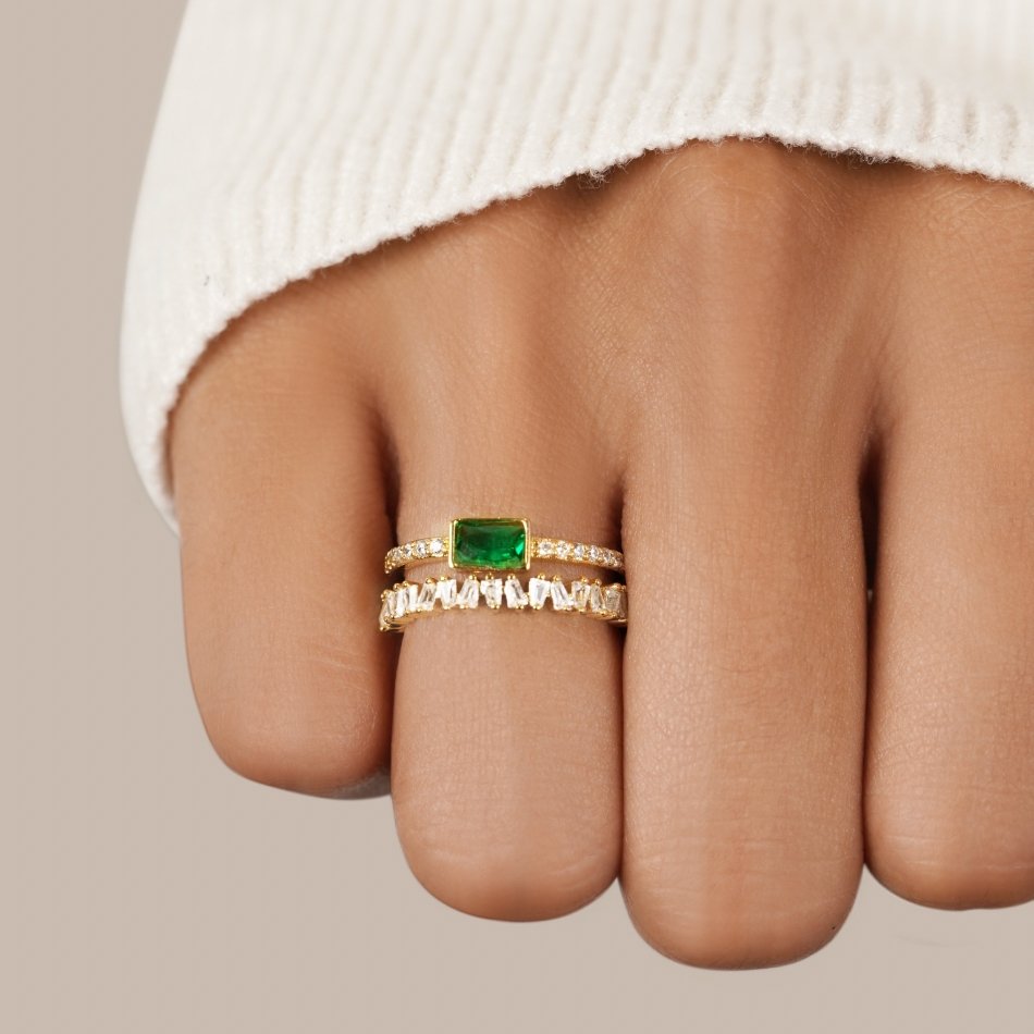 Layered Green Crystal Ring - Beautiful Earth Boutique