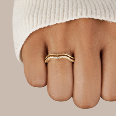 Layered Juni Gold & Crystal Ring - Beautiful Earth Boutique