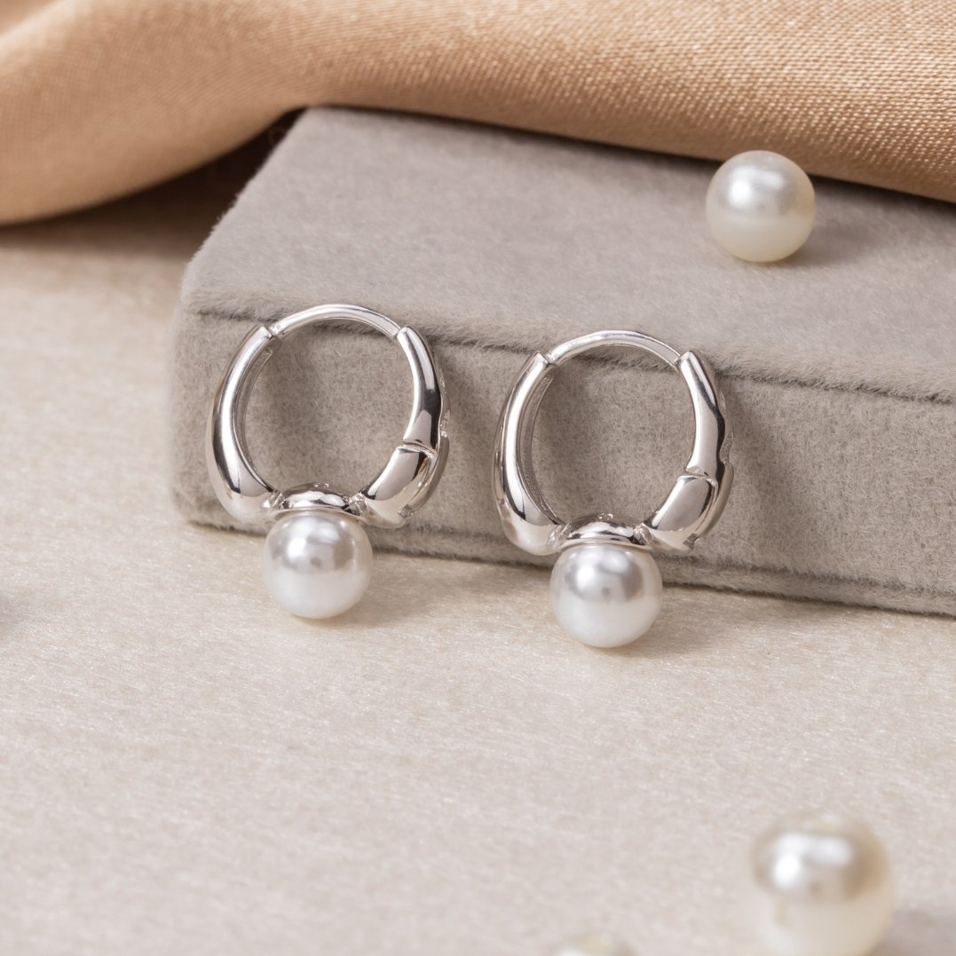 Lilah Rose Gold Hoop Pearl Earrings - Beautiful Earth Boutique