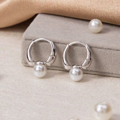 Lilah Silver Hoop Pearl Earrings - Beautiful Earth Boutique