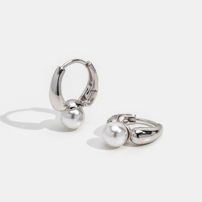 Lilah Silver Hoop Pearl Earrings - Beautiful Earth Boutique