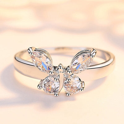 Luxe Crystal Butterfly Ring