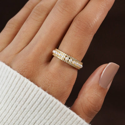 Luxury Gold Pearl Ring - Beautiful Earth Boutique