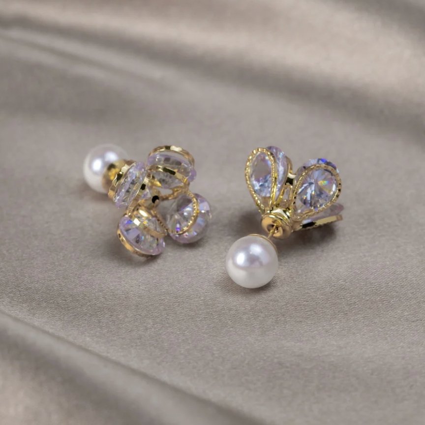 Margie Crystal Pearl Earrings - Beautiful Earth Boutique UK