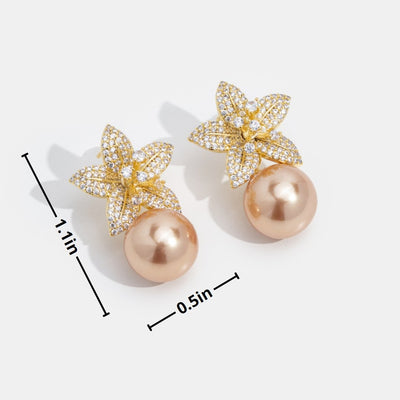 Maria Crystal Flower & Pearl Earrings - Beautiful Earth Boutique