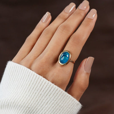 Marina Blue Statement Ring - Beautiful Earth Boutique