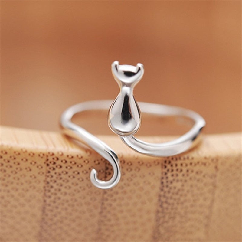 Midnight Cat Silver Ring