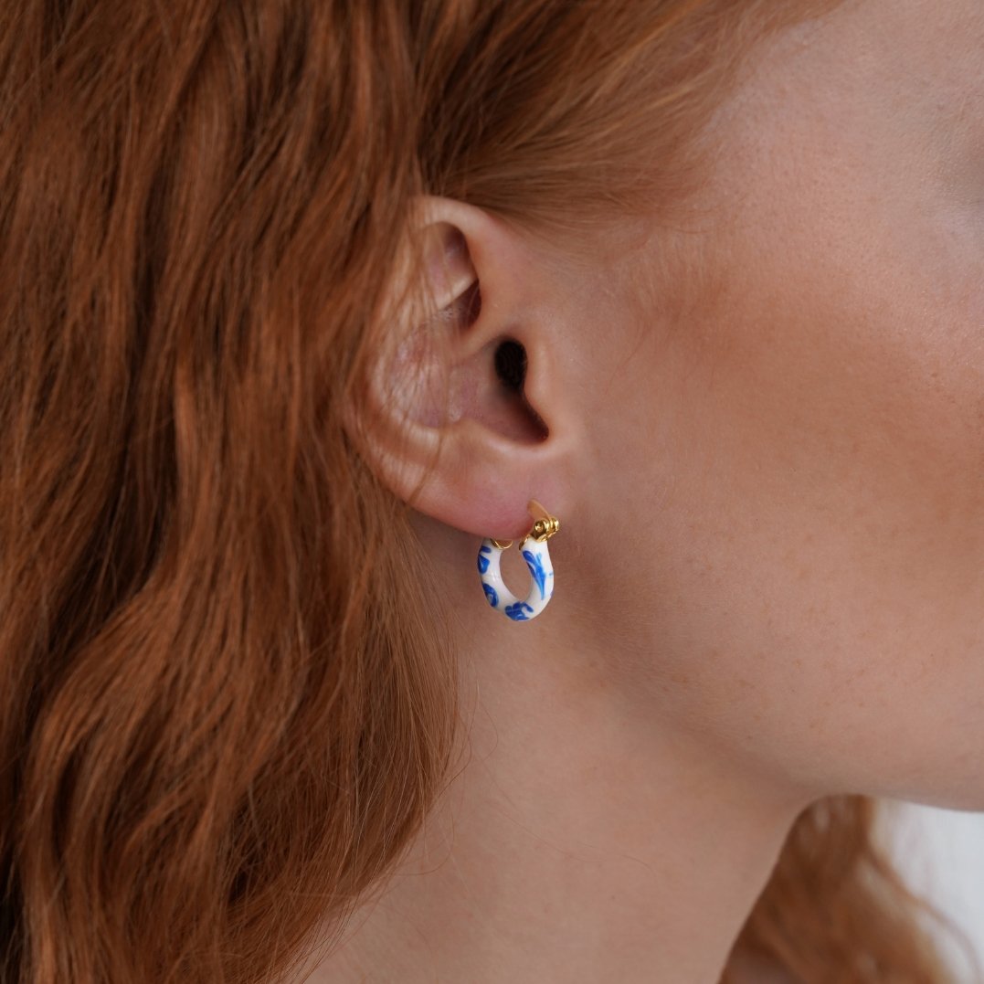 Mila Porcelain Glass Hoop Earrings - Beautiful Earth Boutique