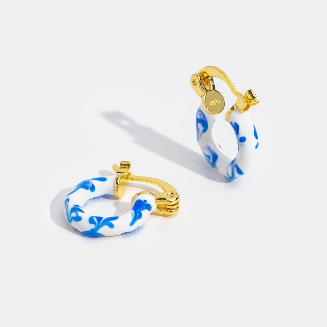 Mila Porcelain Glass Hoop Earrings - Beautiful Earth Boutique