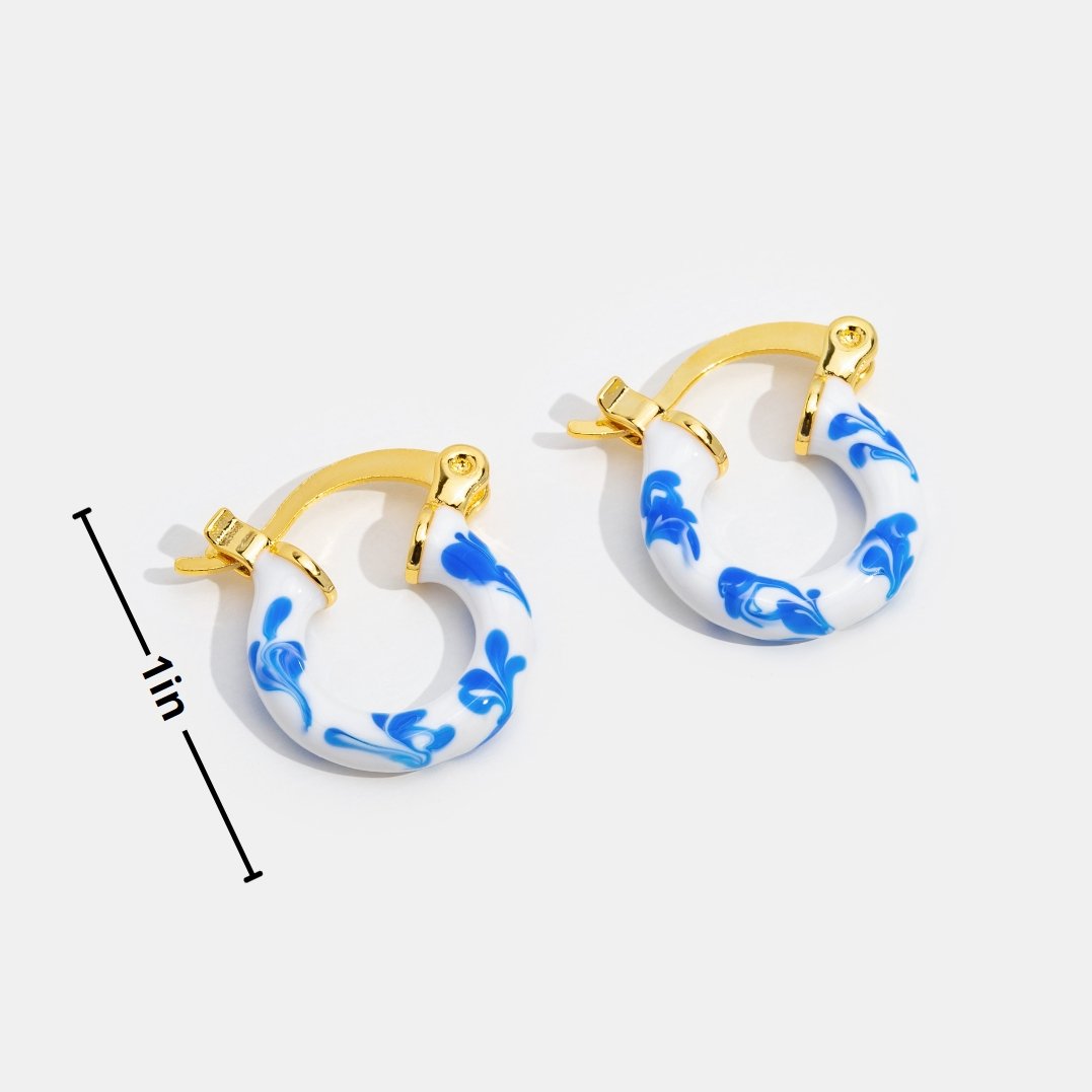 Mila Porcelain Glass Hoop Earrings - Beautiful Earth Boutique