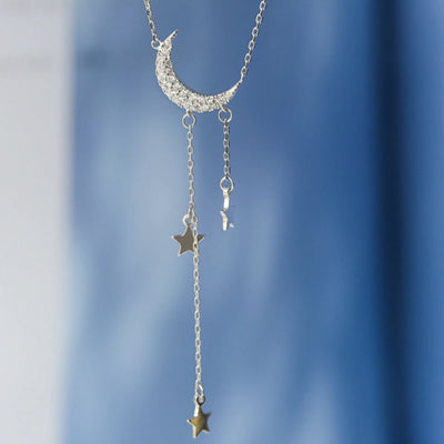 Moon & Star Sterling Silver Necklace