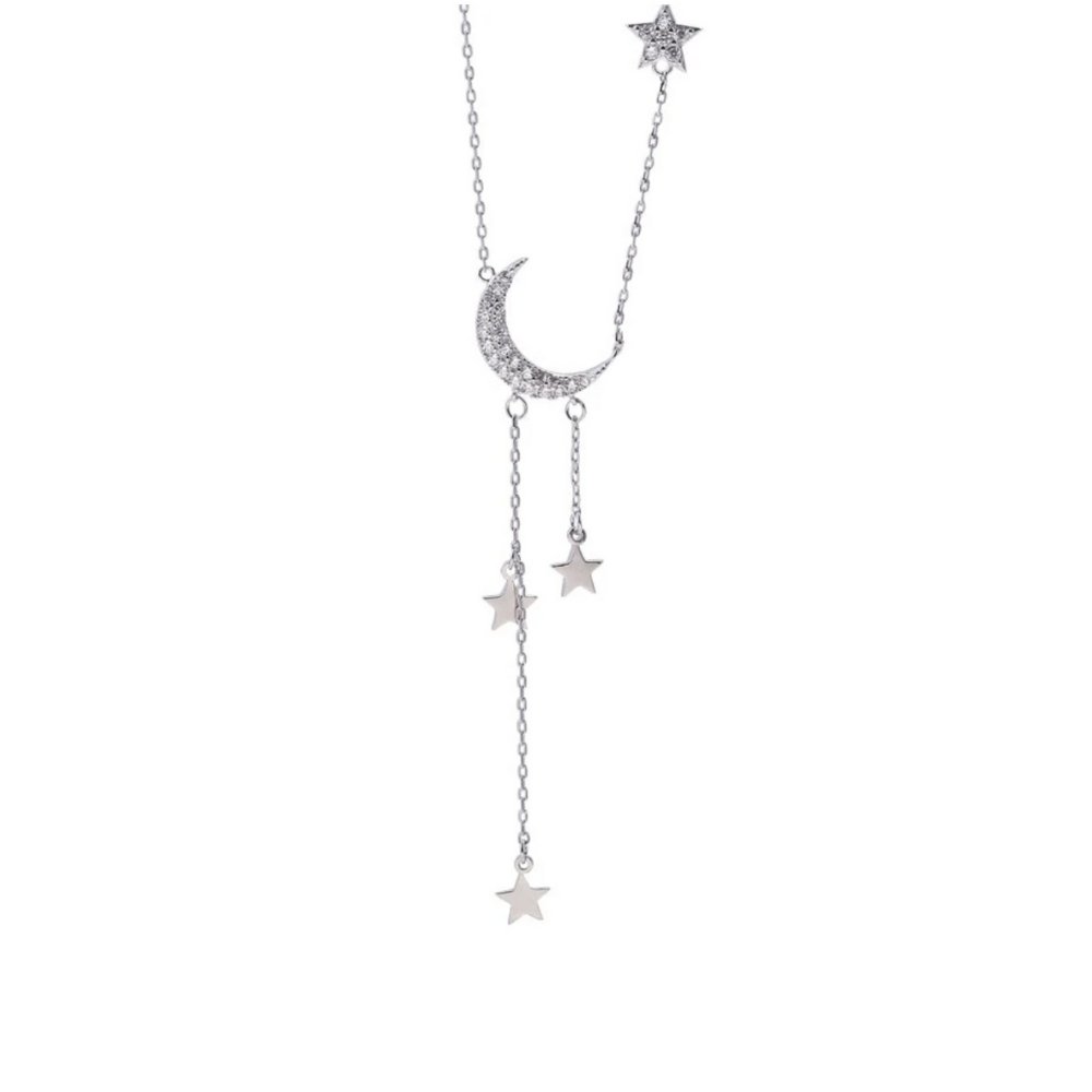 Moon & Star Sterling Silver Necklace