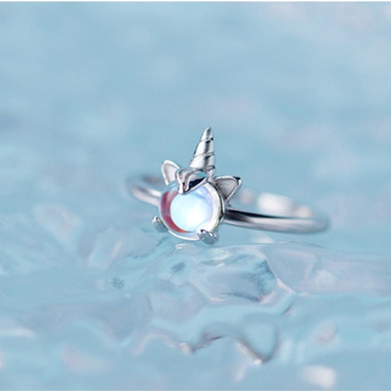 Moonstone Silver Unicorn Ring