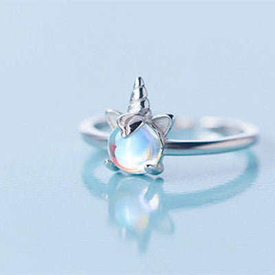 Moonstone Silver Unicorn Ring