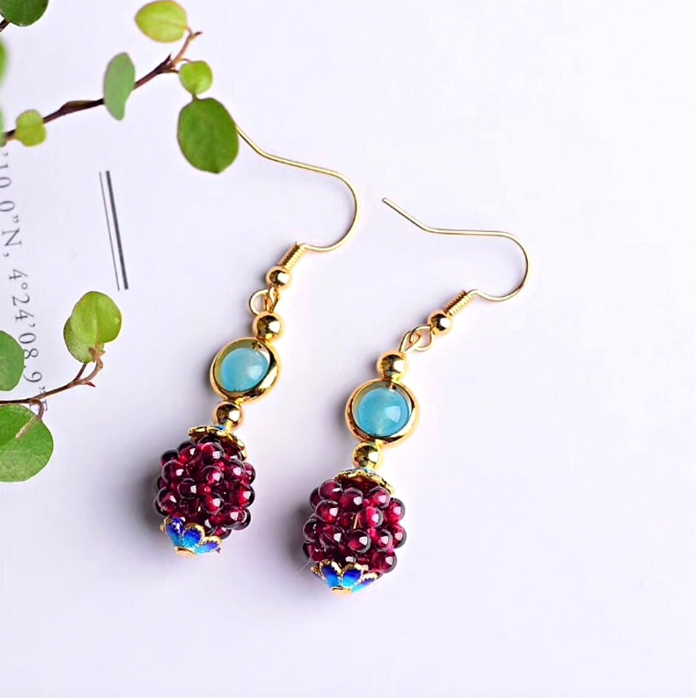 Natural Garnet Stone Blackberry Earrings - Beautiful Earth Boutique UK