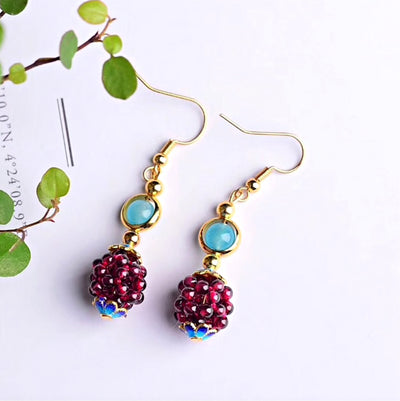 Natural Garnet Stone Blackberry Earrings - Beautiful Earth Boutique UK