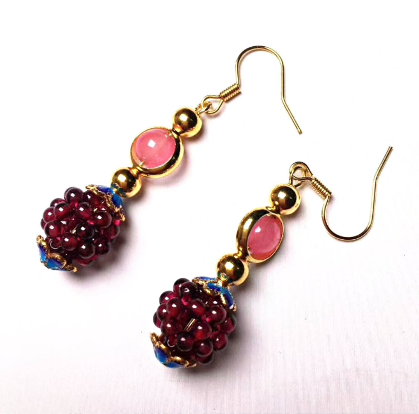 Natural Garnet Stone Blackberry Earrings - Beautiful Earth Boutique UK