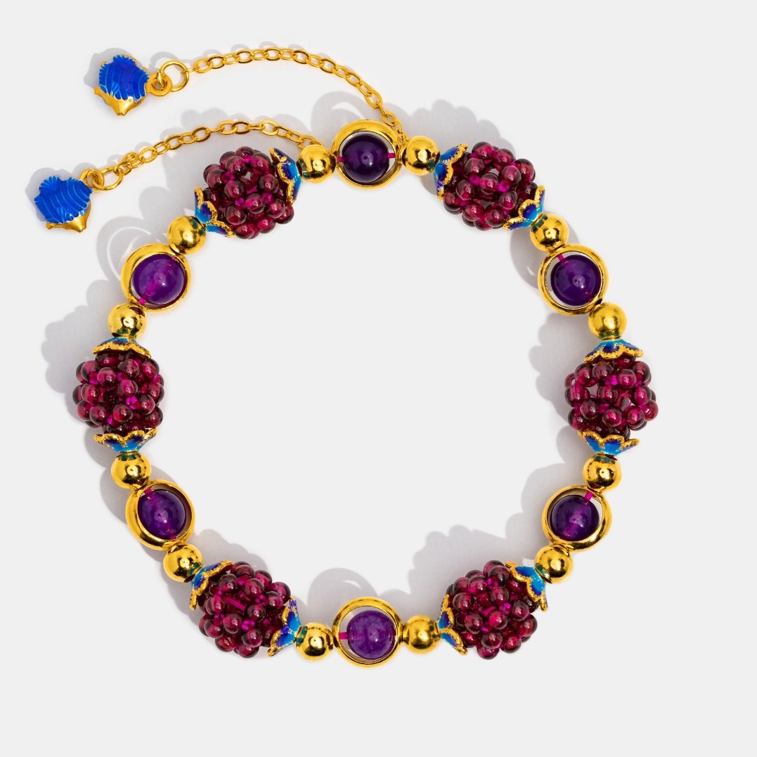 Natural Garnet Stone Pomegranate Bracelet - Beautiful Earth Boutique