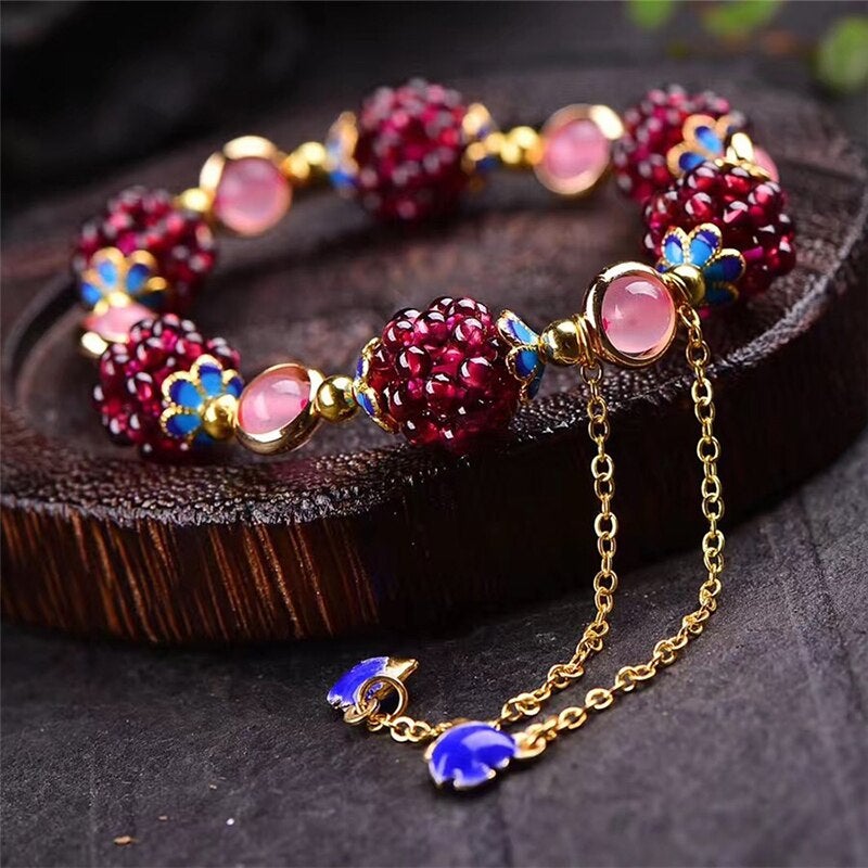 Natural Garnet Stone Pomegranate Bracelet