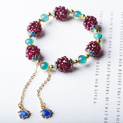 Natural Garnet Stone Pomegranate Bracelet