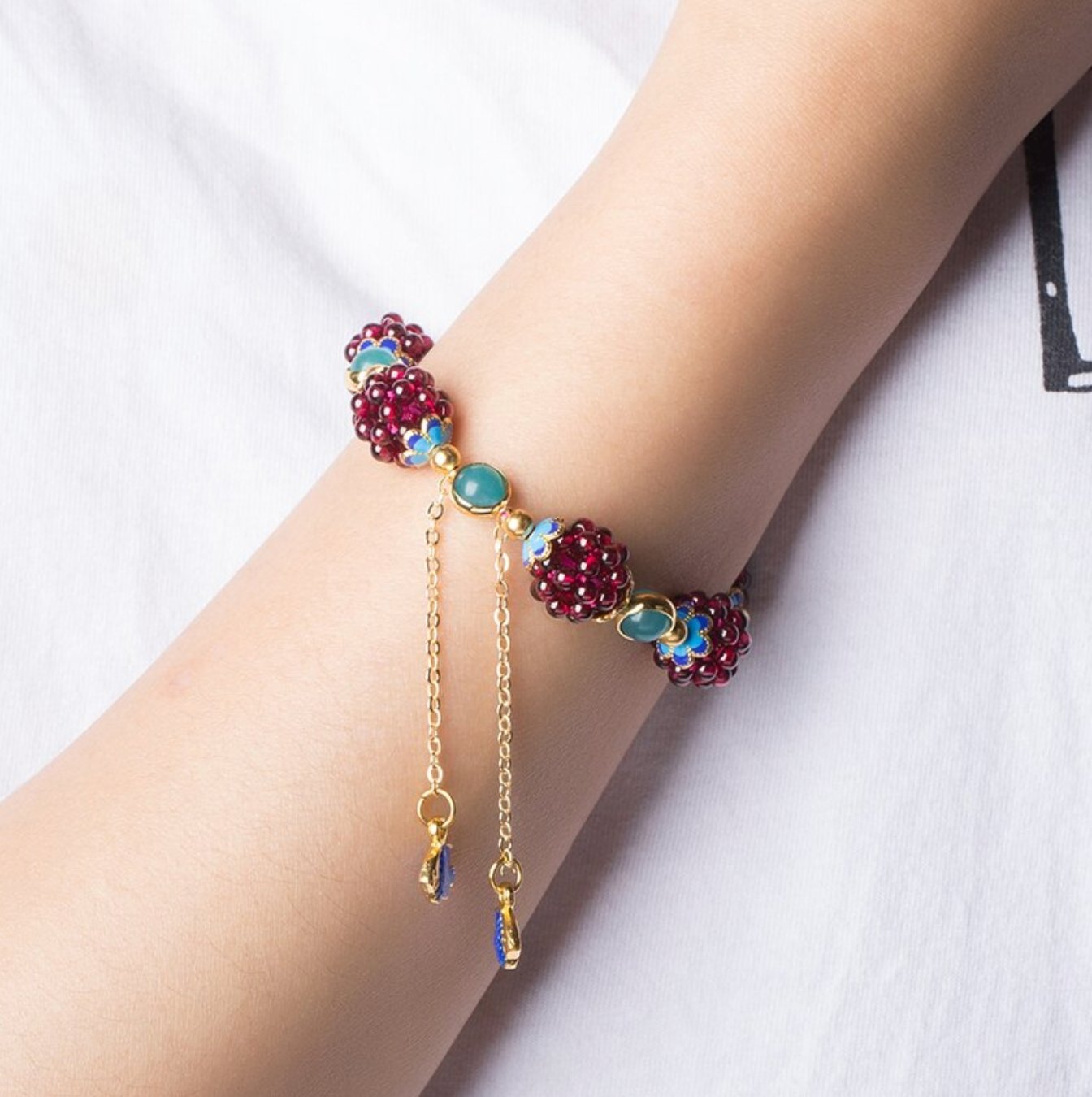 Natural Garnet Stone Pomegranate Bracelet