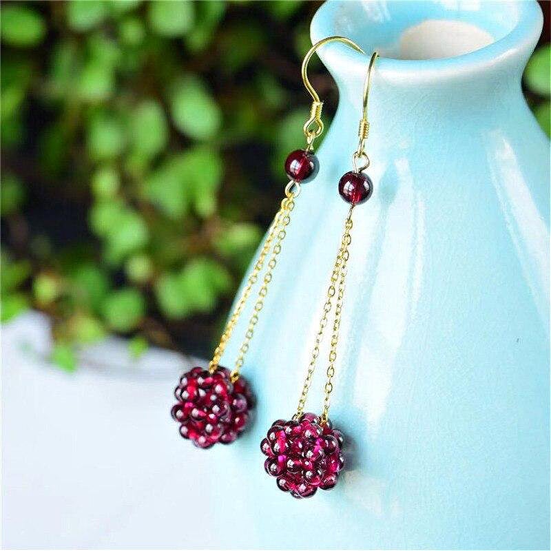 Natural Garnet Stone Raspberry Earrings