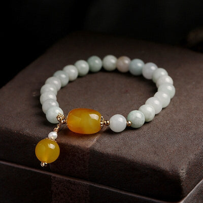 Natural Jade Stone &  Agate Pearl Bracelet