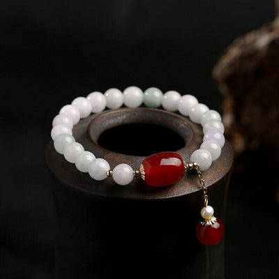 Natural Jade Stone &  Agate Pearl Bracelet