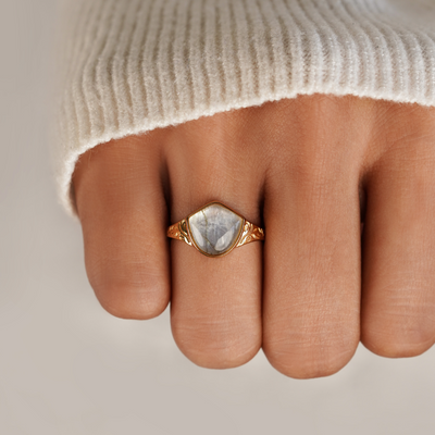 Natural Labradorite Stone Ring