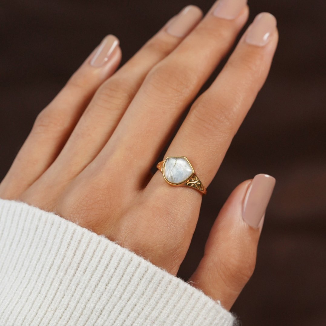 Natural Labradorite Stone Ring