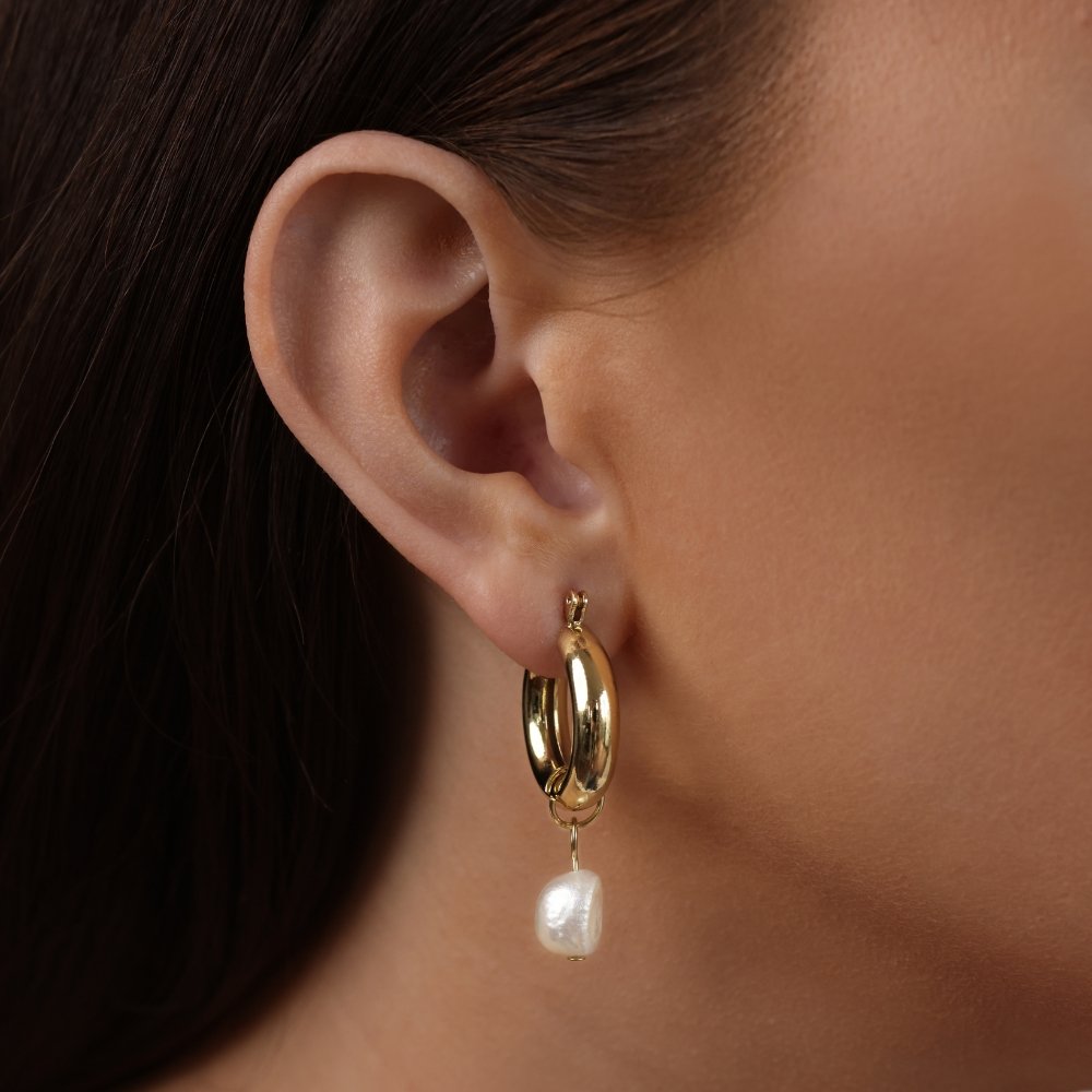 Nuri Pearl Hoop Earrings - Beautiful Earth Boutique