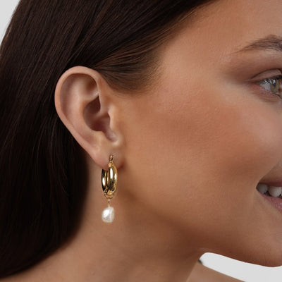 Nuri Pearl Hoop Earrings - Beautiful Earth Boutique