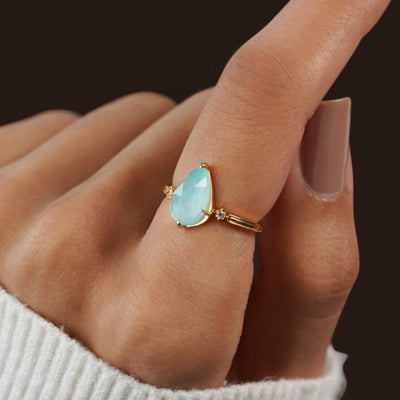 Ocean Blue Amazonite Crystal Ring - Beautiful Earth Boutique