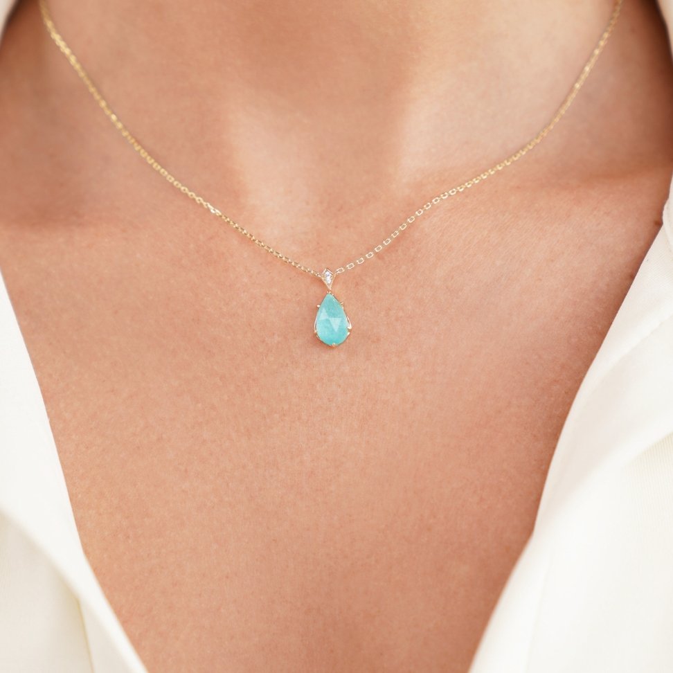 Ocean Blue Amazonite Crystal Ring & Necklace Set - Beautiful Earth Boutique