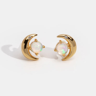 Opal Crescent Moon Earrings - Beautiful Earth Boutique