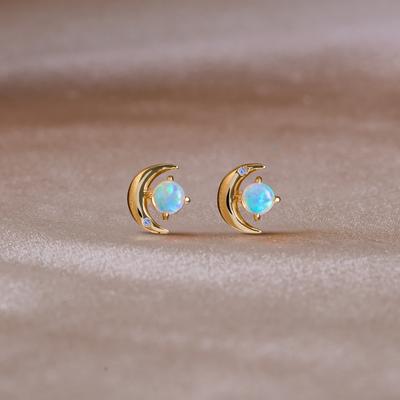 Opal Crescent Moon Earrings - Beautiful Earth Boutique