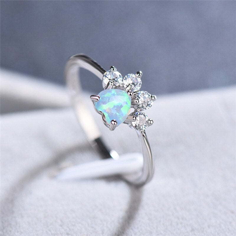 Opal & Crystal Paw Ring